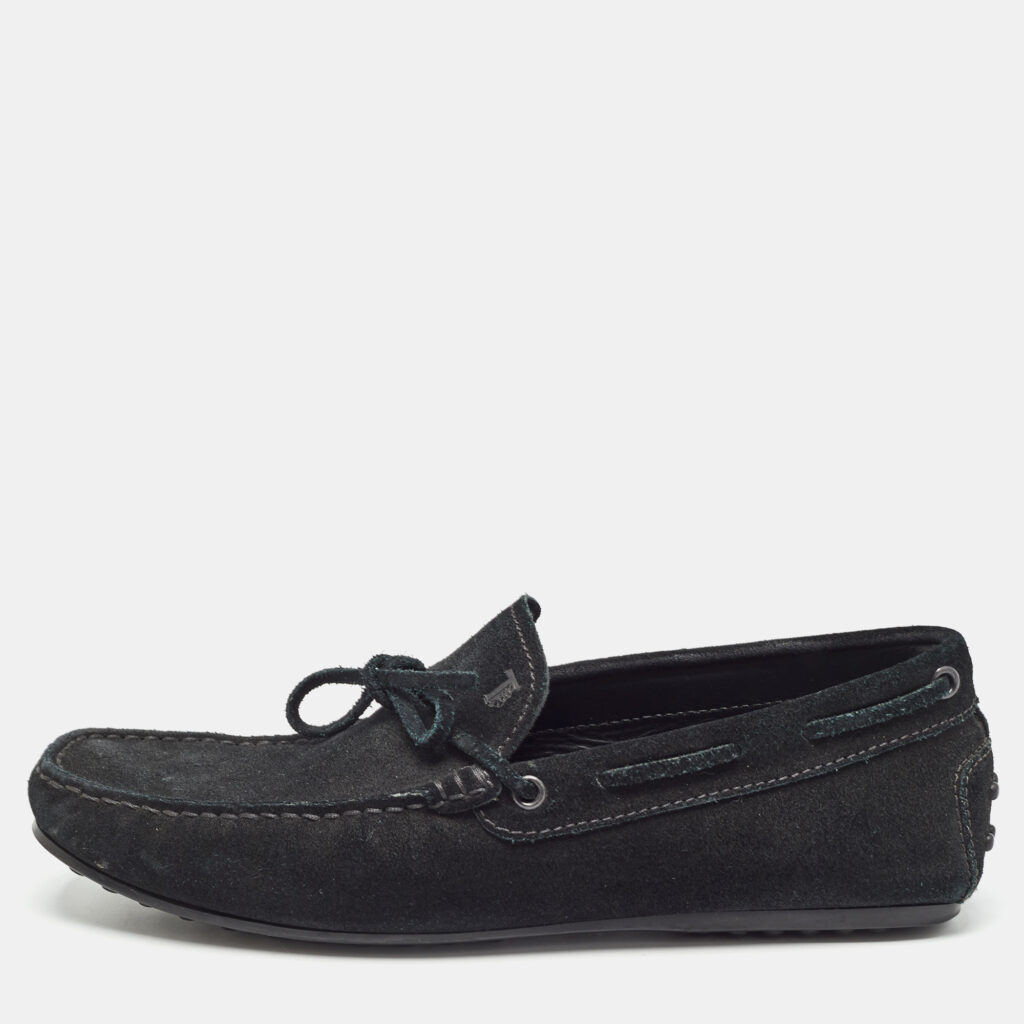Tod's Black Suede Slip On Loafers Size 39.5