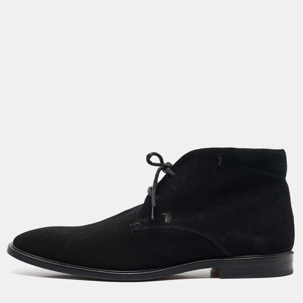 luxury-men-tods-used-shoes-p1082174-001.jpg Tod's Black Suede Desert Boots Size 40