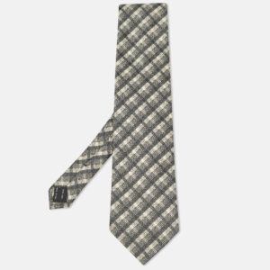 tom ford black/white checked silk traditional tie
