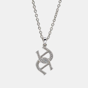 aigner logo crystals silver tone necklace
