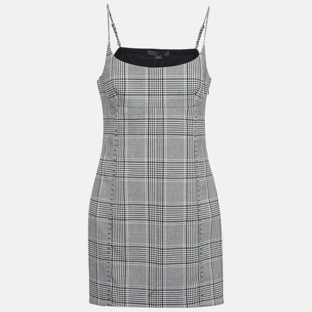luxury-women-alexander-wang-new-clothes-p1031939-001.jpg Alexander Wang Grey Plaid Wool Blend Scoop Neck Mini Dress L