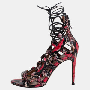 aquazzura multicolor python amazon lace-up sandals size 38