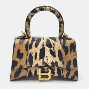 balenciaga printed leather xs hourglass top handle bag