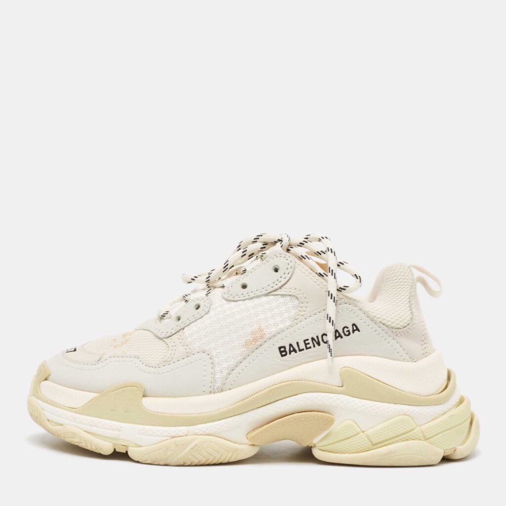 luxury-women-balenciaga-used-shoes-p1004694-003.jpg Balenciaga Grey Nubuck and Mesh Triple S Sneakers Size 37