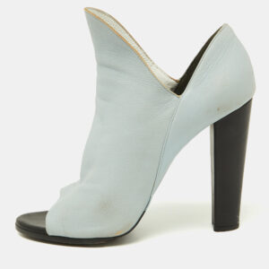 balenciaga blue/white leather open toe pumps size 41.5