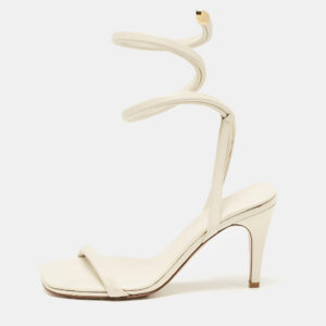 bottega veneta white leather spiral ankle wrap sandals size 39
