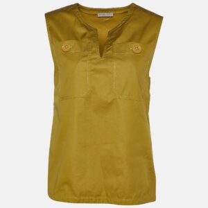 bottega veneta green cotton sleeveless top s