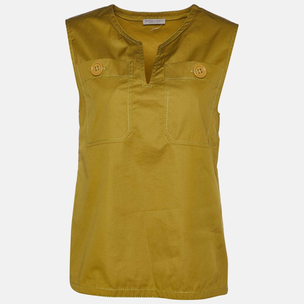 luxury-women-bottega-veneta-used-clothes-p1003301-003.jpg Bottega Veneta Green Cotton Sleeveless Top S
