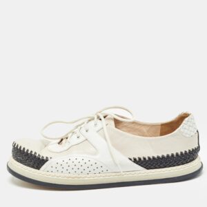 bottega veneta tricolor woven leather and leather lace up  sneakers size 37
