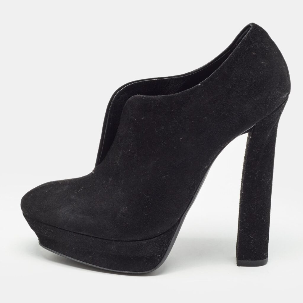 luxury-women-bottega-veneta-used-shoes-p1003125-001.jpg Bottega Veneta Black Suede Platform Ankle Boots Size 38.5