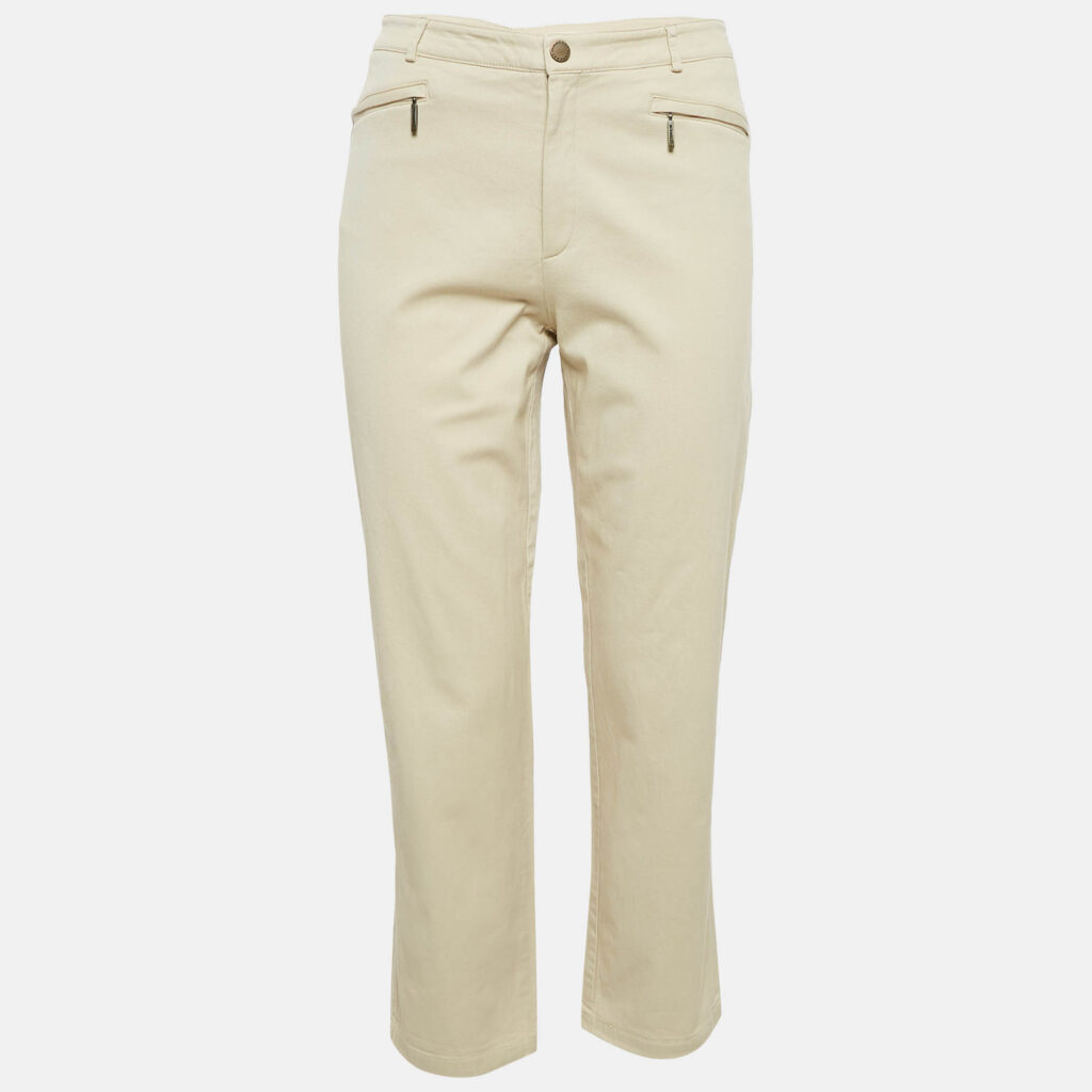 luxury-women-burberry-london-used-clothes-p1088988-001.jpg Burberry London Beige Gabardine Cotton Trousers L