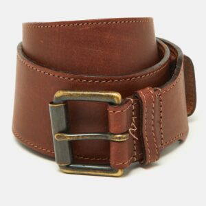burberry brown leather buckle belt 80cm