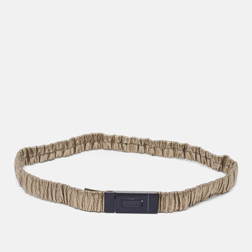 luxury-women-burberry-used-accessories-p1014588-005.jpg Burberry Gold Gathered Leather Slim Waist Belt 85CM