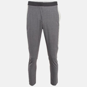 burberry grey contrast stripe wool trousers m