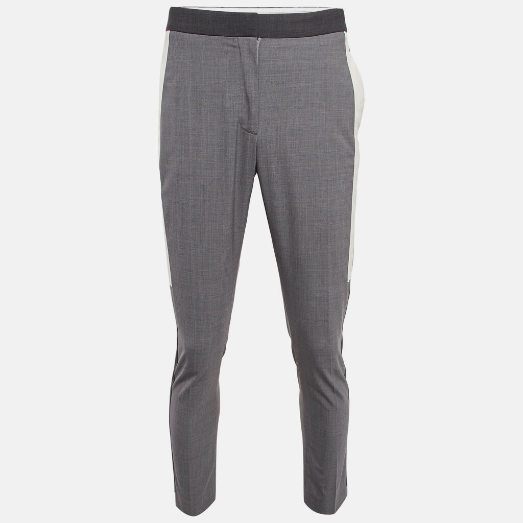 luxury-women-burberry-used-clothes-p1014514-002.jpg Burberry Grey Contrast Stripe Wool Trousers M