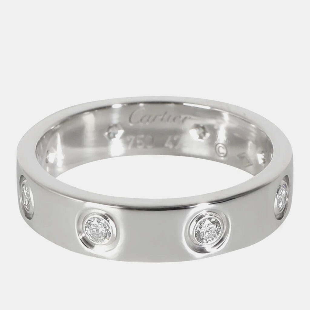 luxury-women-cartier-used-fine-jewelry-p1017592-002.jpeg Cartier 18k White Gold Love Band 0.19 CTW