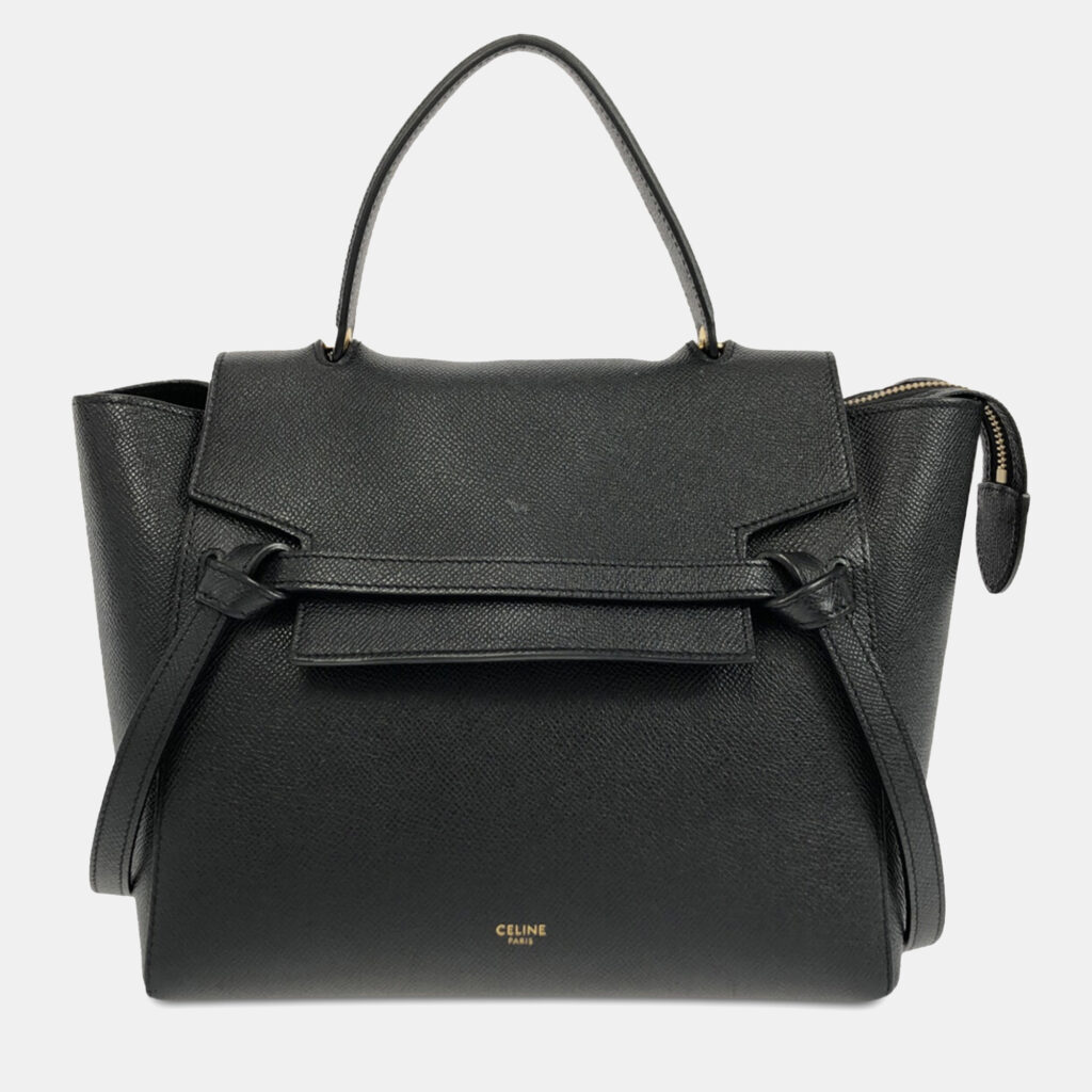 luxury-women-celine-used-handbags-p1016455-006.jpg Celine Black Leather Micro Belt Bag