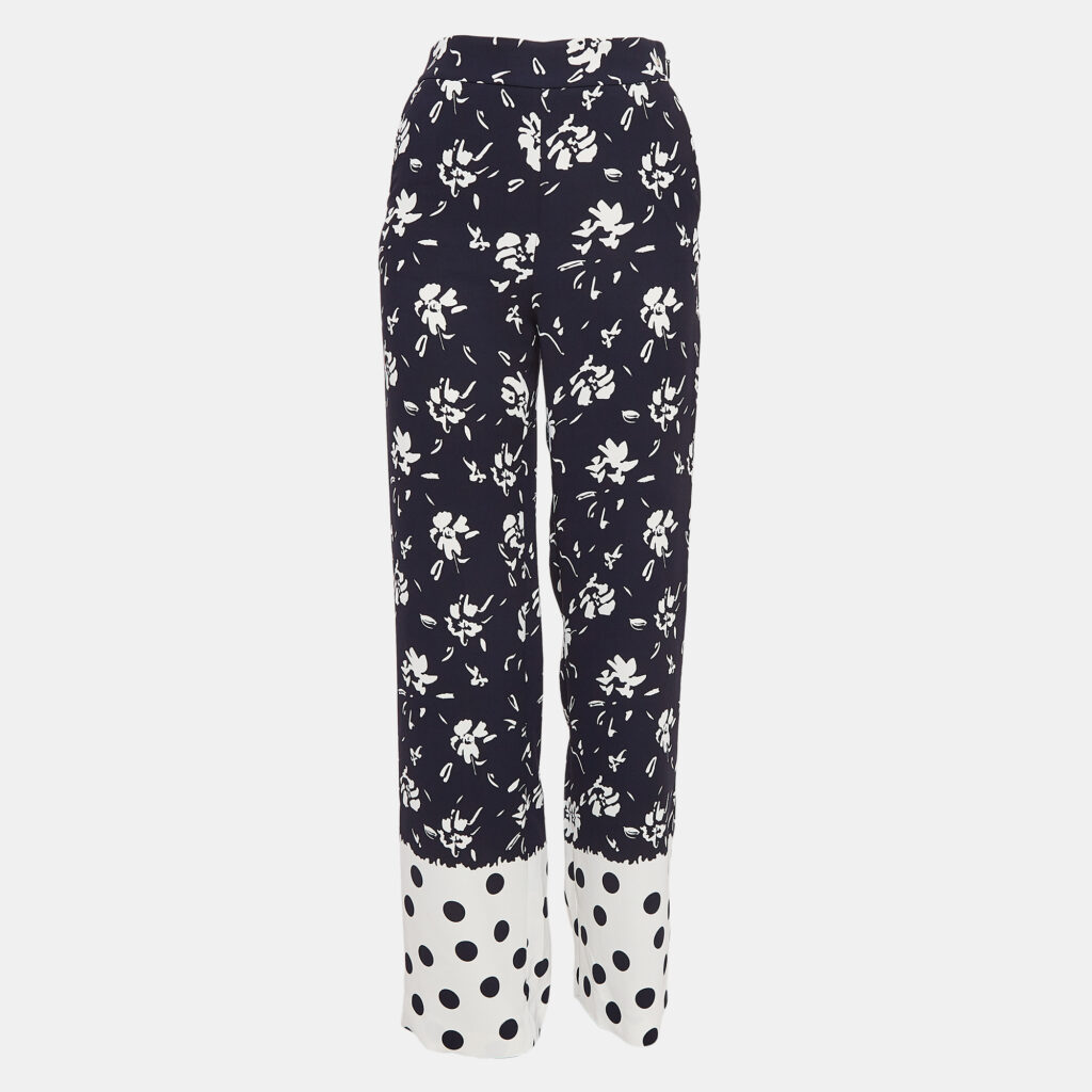 luxury-women-ch-carolina-herrera-used-clothes-p1016268-001.jpg CH Carolina Herrera Blue Floral Printed Crepe Wide-Leg Pants XS