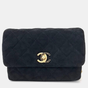 chanel black suede chain flap bag