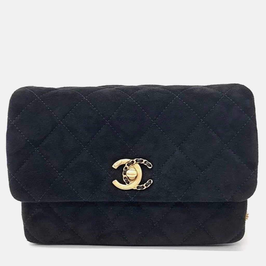 Chanel Black suede Chain Flap Bag