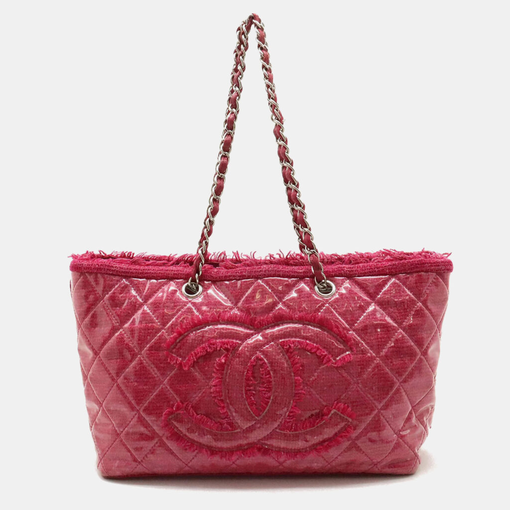 luxury-women-chanel-used-handbags-p1015297-006.jpeg Chanel Pink Coated Canvas and Tweed Funny Tote Bag