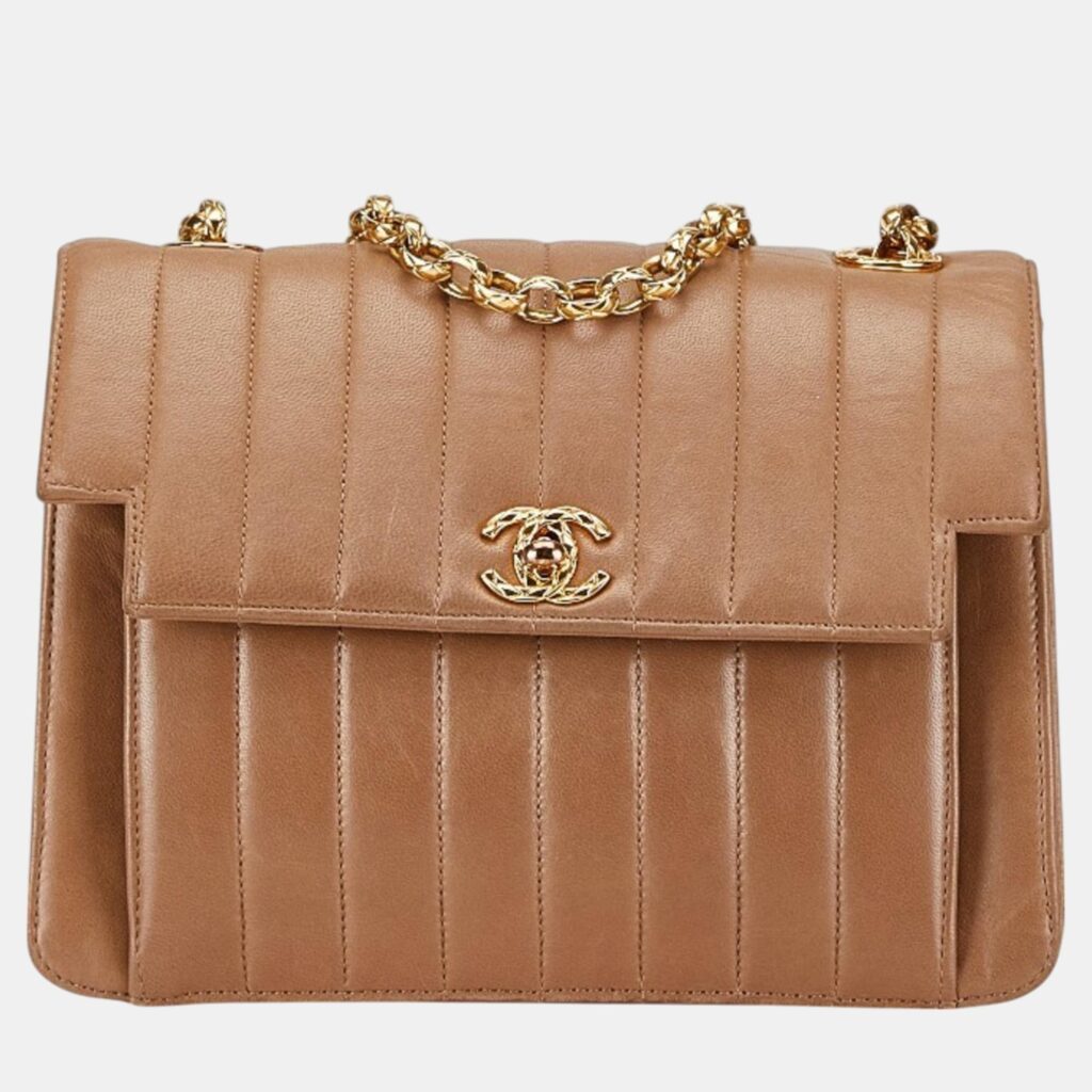 Chanel Brown Lambskin Mademoiselle Coco Mark Chain Shoulder Bag