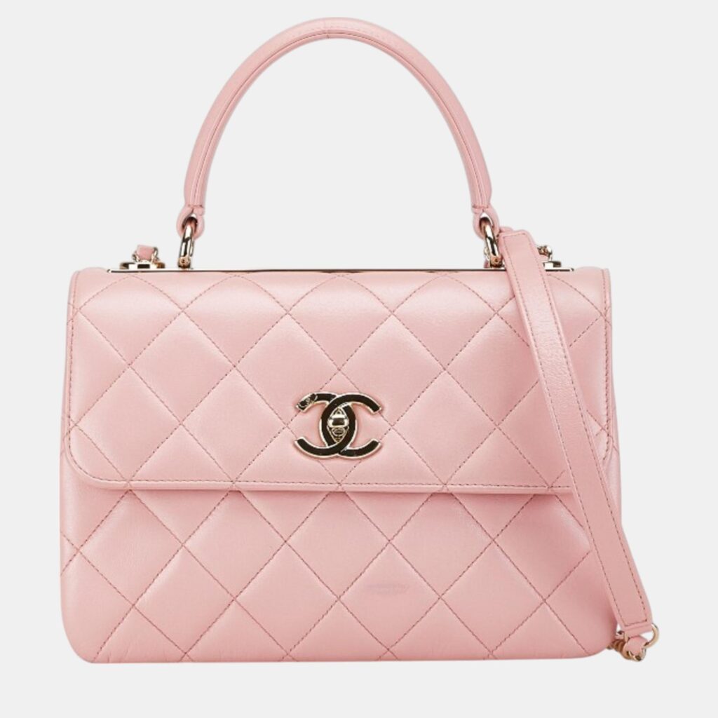Chanel Pink Lambskin Matelasse Trendy Cc Chain Shoulder Bag