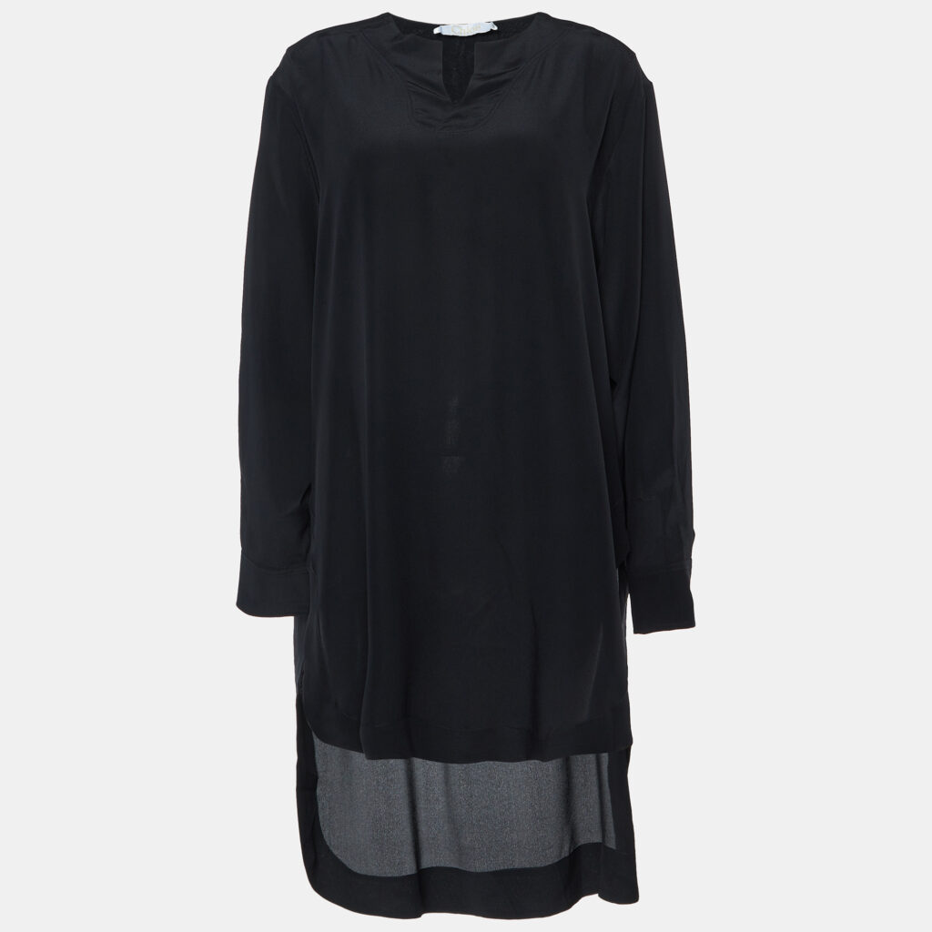 luxury-women-chloe-used-clothes-p1004463-004.jpg Chloe Black Silk Loose Fit Mini Dress M