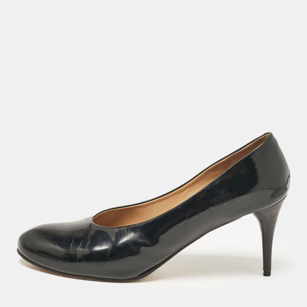 luxury-women-chloe-used-shoes-p1078756-003.jpg Chloe Black Leather Round Toe Pumps Size 41