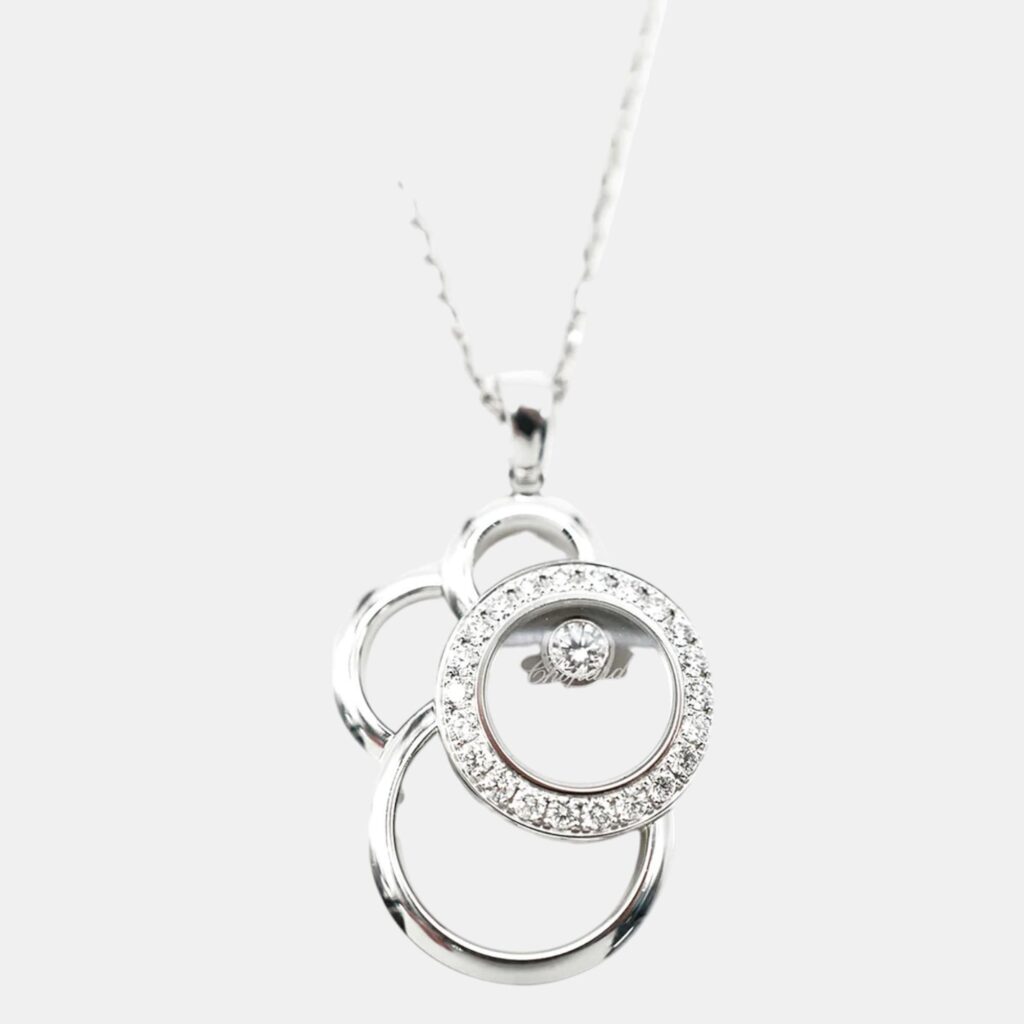 luxury-women-chopard-used-fine-jewelry-p1010200-002.jpg Chopard 18KT White Gold Happy Diamonds Pendant in 0.39 CTW