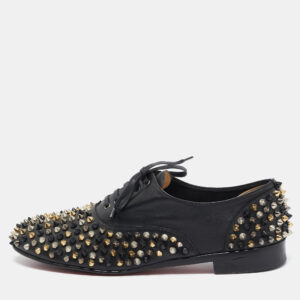 christian louboutin black leather freddy spike oxfords size 40.5