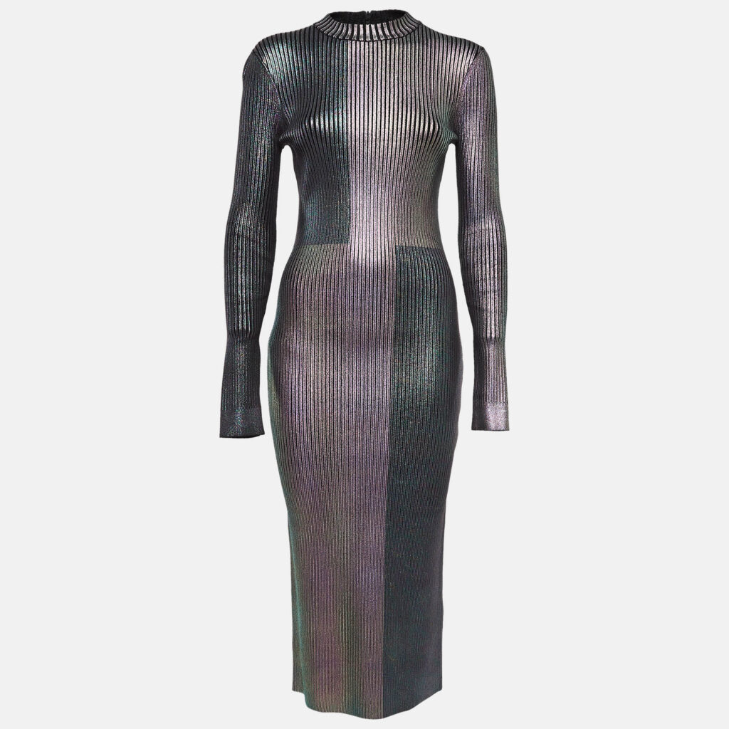 luxury-women-christopher-kane-used-clothes-p1032151-002.jpg Christopher Kane Multicolor Foil Print Rib Knit Bodycon Dress M