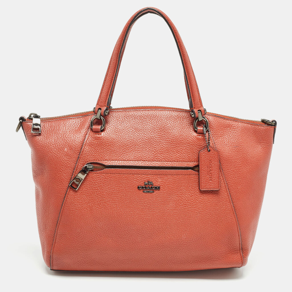 luxury-women-coach-used-handbags-p1017954-010.jpg Coach Brick Brown Leather Prairie Satchel