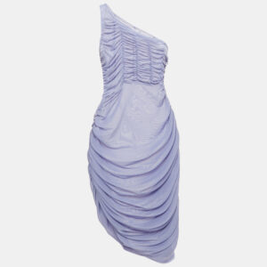 danielle guizio purple mesh ruched mini dress l