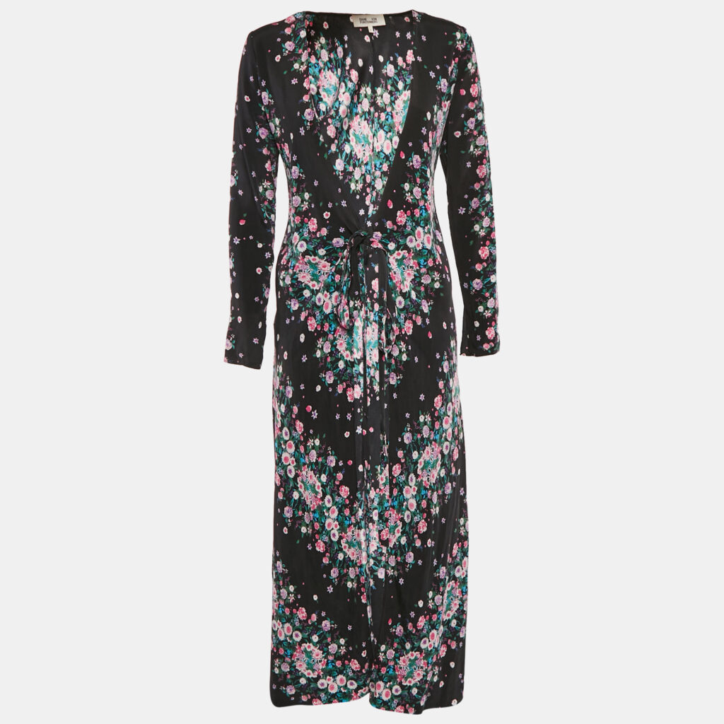 luxury-women-diane-von-furstenberg-used-clothes-p1088452-005.jpg Diane Von Furstenberg Black Floral Crepe Maxi Wrap Dress S