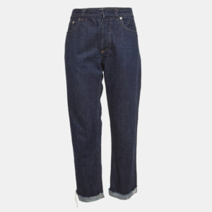 christian dior navy blue raw edge denim jeans m waist 34"