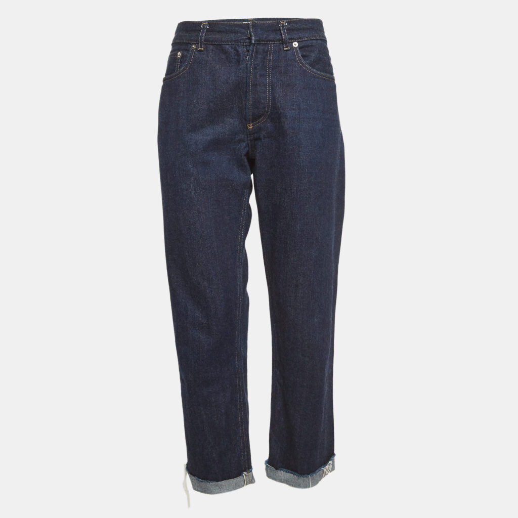 luxury-women-dior-used-clothes-p1002716-001.jpg Christian Dior Navy Blue Raw Edge Denim Jeans M Waist 34"