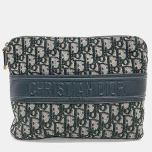 dior green oblique canvas pouch bag