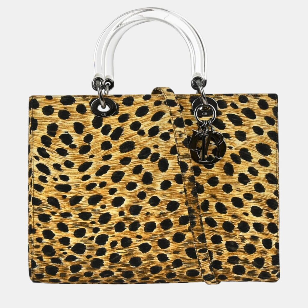luxury-women-dior-used-handbags-p1088250-012.jpg Christian Dior Yellow Cheetah Lady Dior Handbag