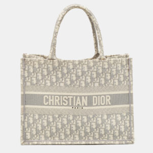 dior grey oblique embroidered canvas medium book tote