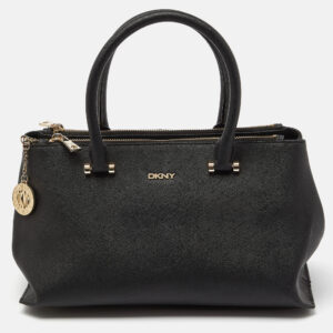 dkny black saffiano leather bryant park zip tote