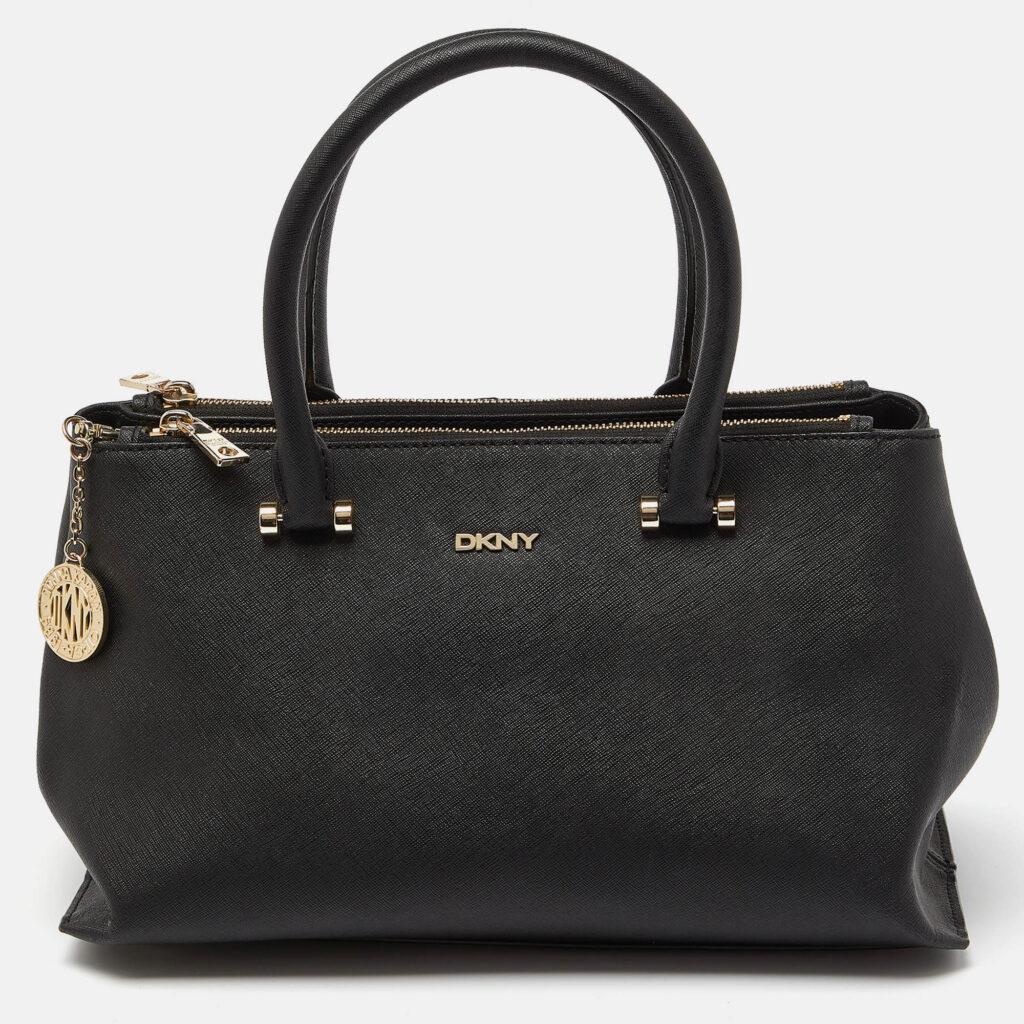 luxury-women-dkny-used-handbags-p1006835-012.jpg DKNY Black Saffiano Leather Bryant Park Zip Tote