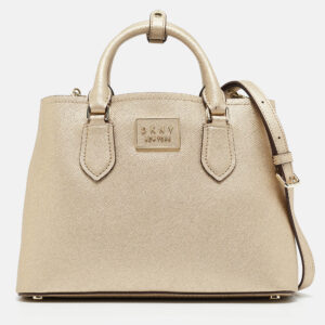 dkny gold leather medium bianca tote