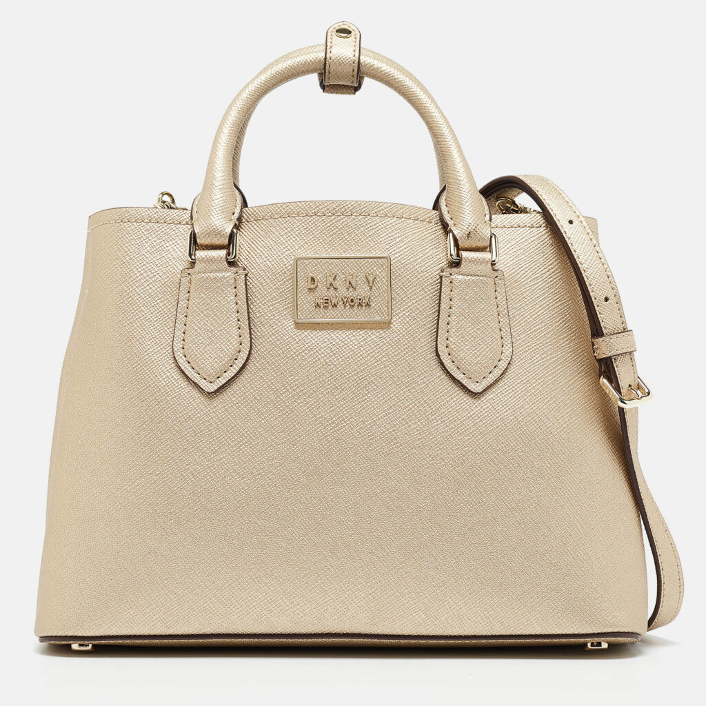 luxury-women-dkny-used-handbags-p1018134-017.jpg DKNY Gold Leather Medium Bianca Tote