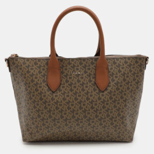 dkny brown coated canvas tote