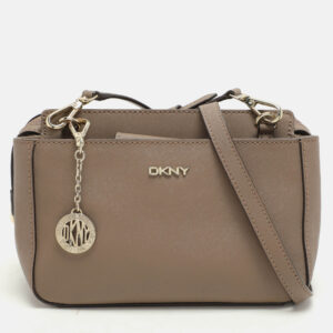 dkny taupe leather crossbody bag