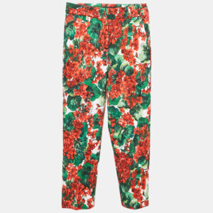 dolce & gabbana multicolor floral print jacquard trousers s