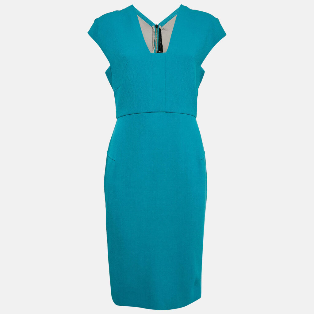 luxury-women-etro-new-clothes-p1082161-001.jpg Etro Sea Green Double Wool Crepe Sleeveless Sheath Dress L