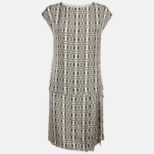 etro green printed silk layered shift dress s