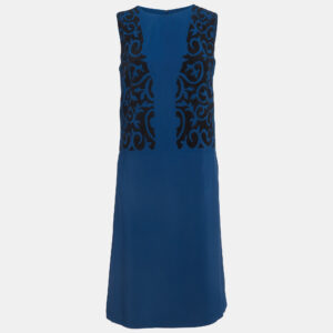 etro blue embellished sleeveless shirt dress s